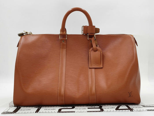 LOUIS VUITTON Epi Keepall 45 Brown Boston Bag 