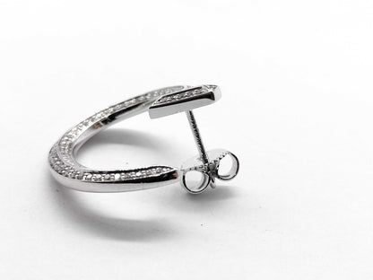 Tiffany & Co. T-One Open Diamond Earrings in WG Au750 8.5g 