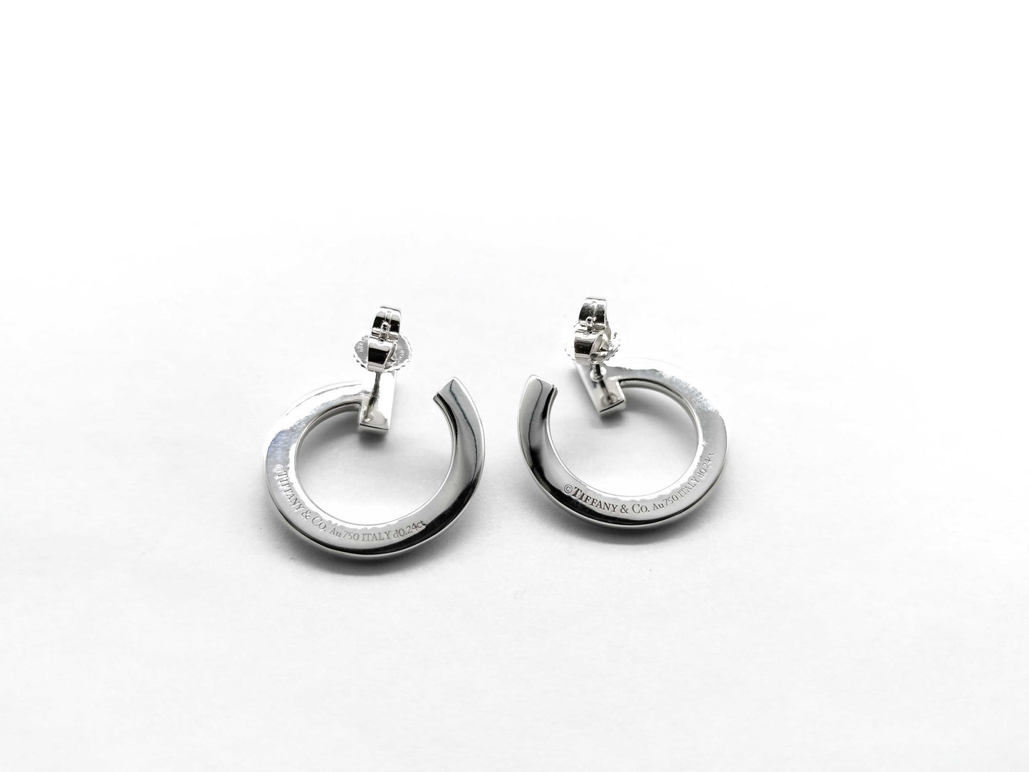 Tiffany & Co. T-One Open Diamond Earrings in WG Au750 8.5g 