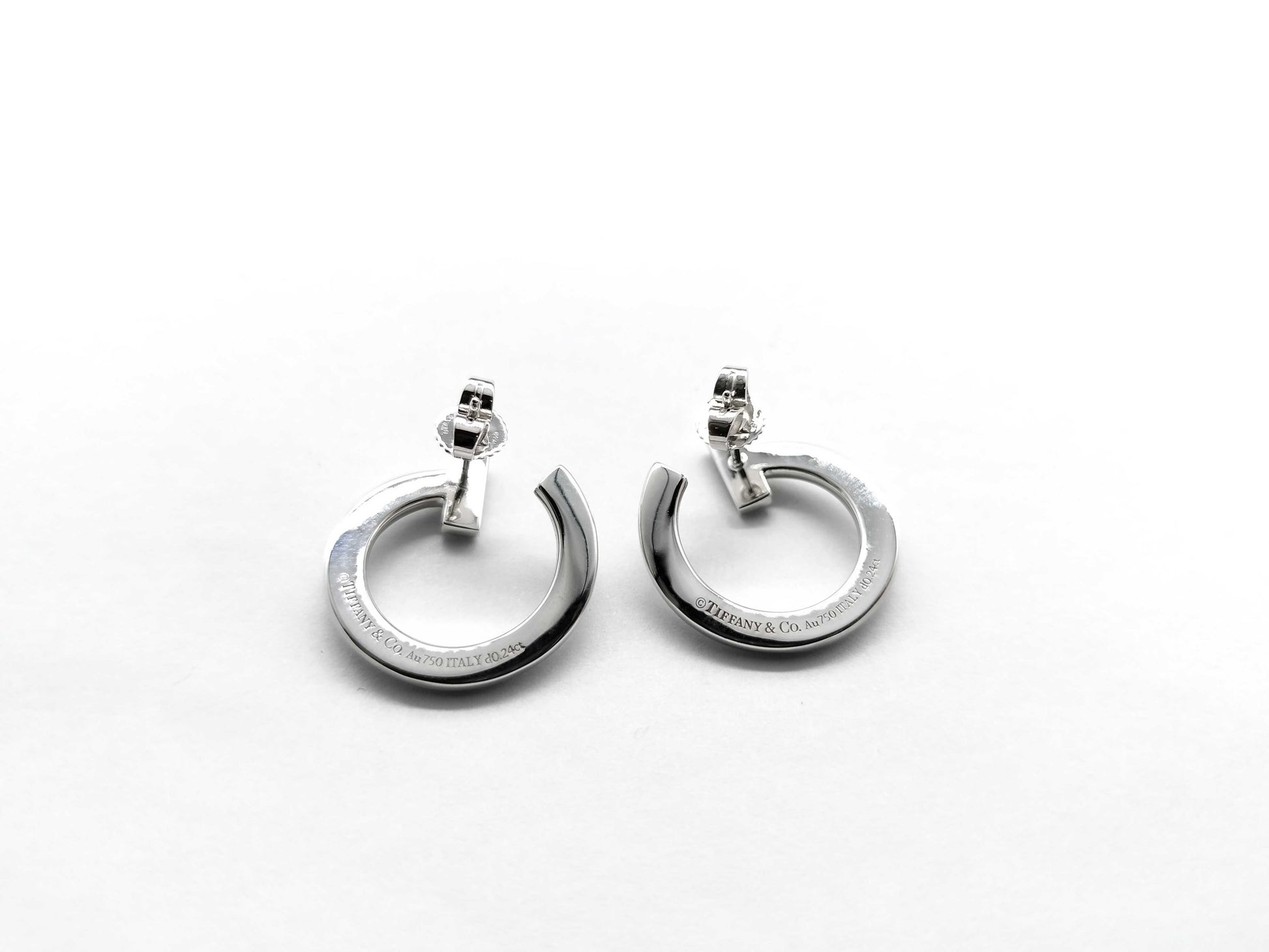 Tiffany & Co. T-One Open Diamond Earrings in WG Au750 8.5g 