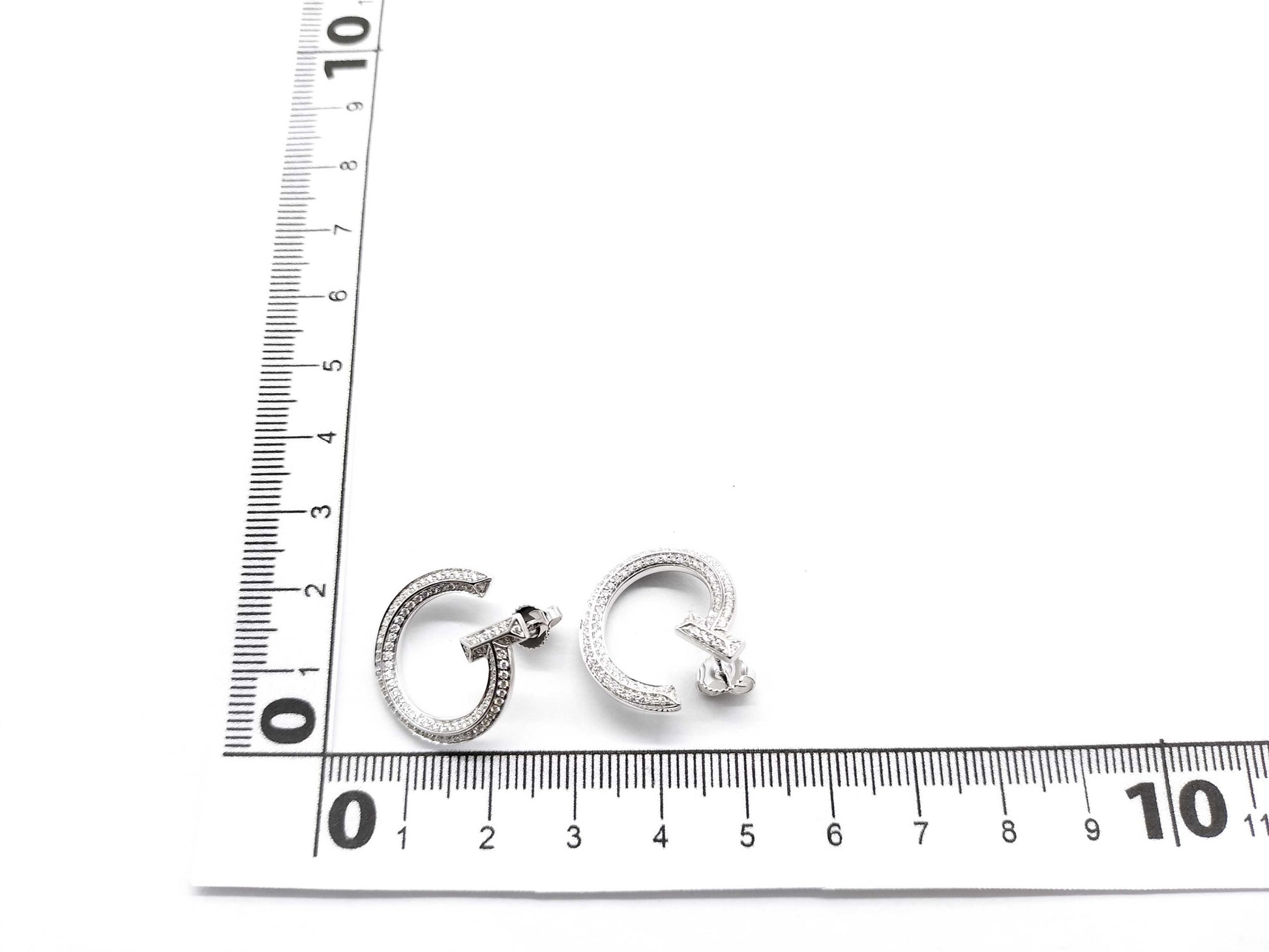 Tiffany & Co. T-One Open Diamond Earrings in WG Au750 8.5g 