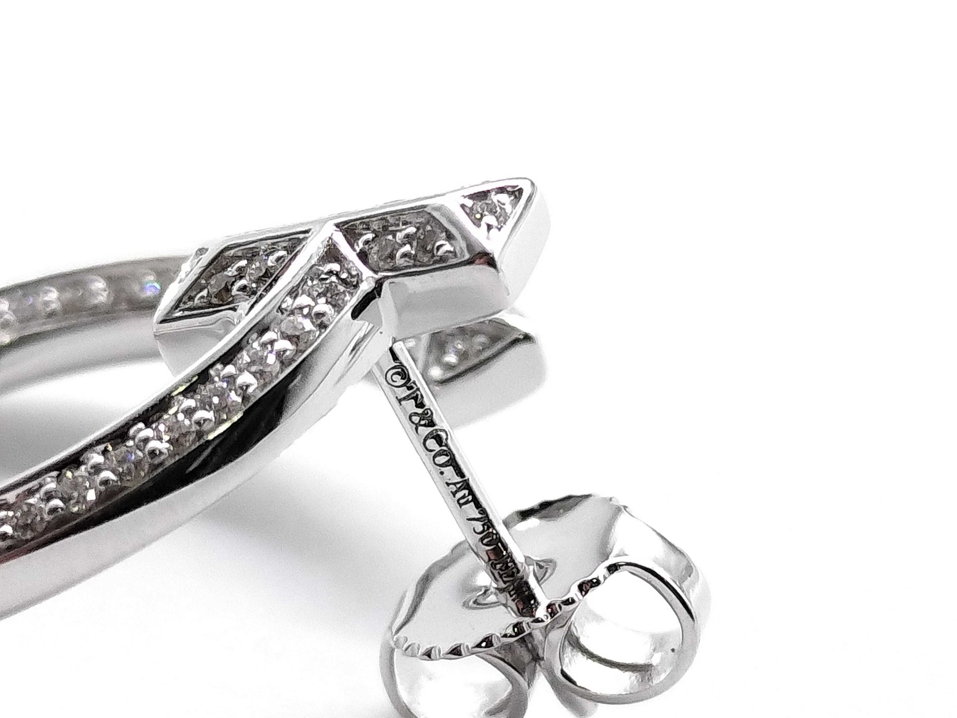 Tiffany & Co. T-One Open Diamond Earrings in WG Au750 8.5g 