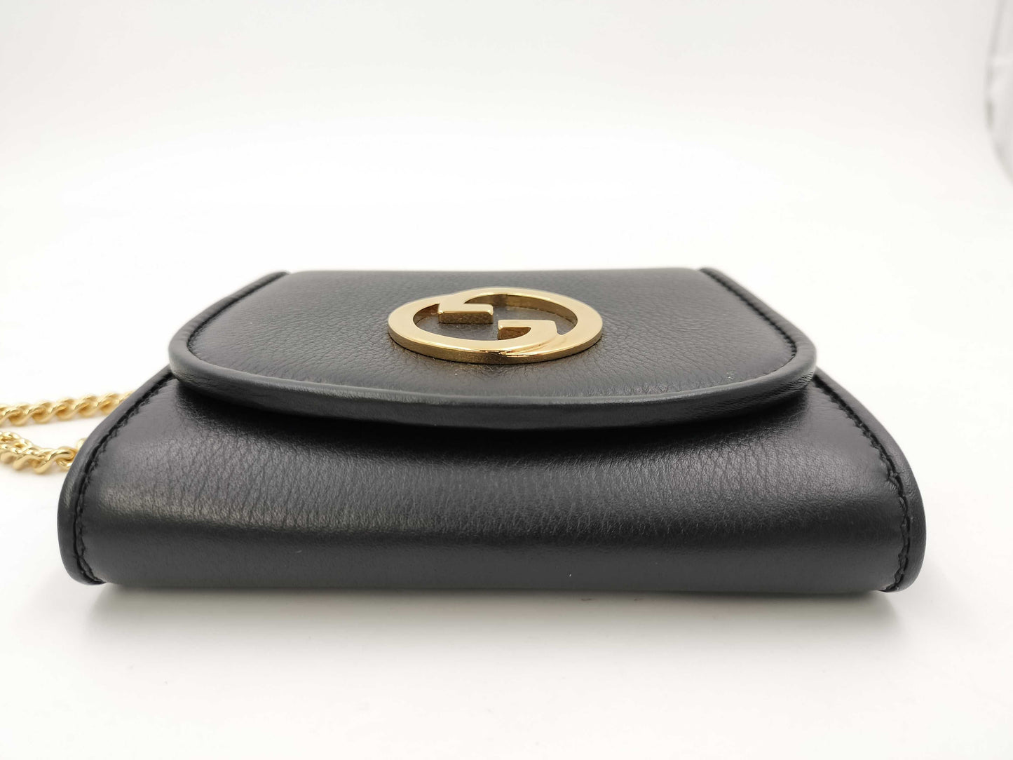GUCCI Marmont Blondie 0416 Black Chain Wallet Shoulder Bag