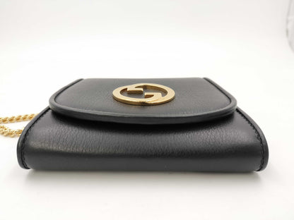 GUCCI Marmont Blondie 0416 Black Chain Wallet Shoulder Bag