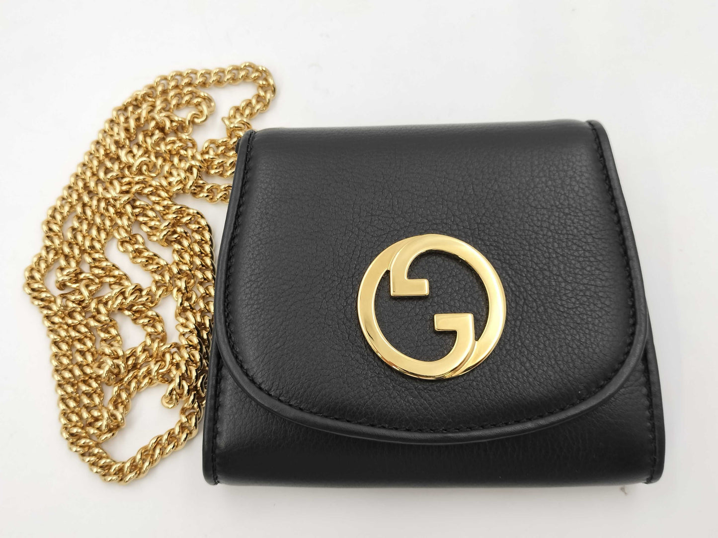 GUCCI Marmont Blondie 0416 Black Chain Wallet Shoulder Bag