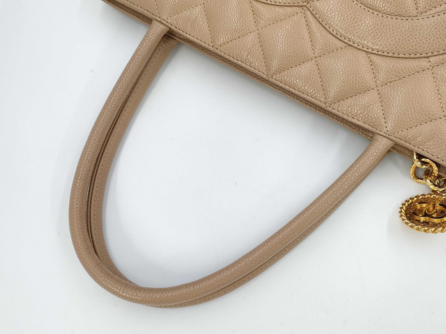 CHANEL Caviar Leather Reissue Tote Bag, Beige, G Hardware, Handbag