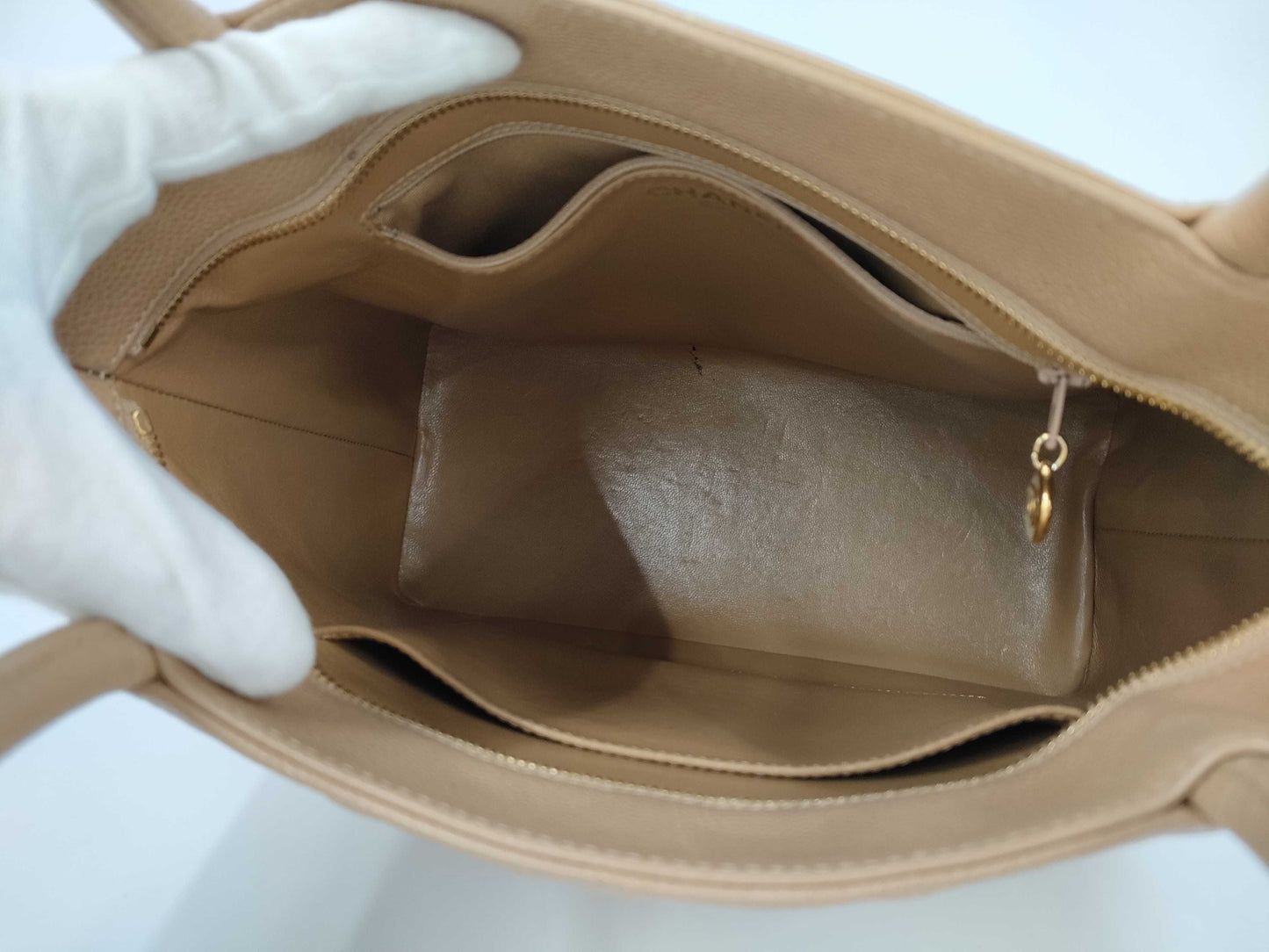 CHANEL Caviar Leather Reissue Tote Bag, Beige, G Hardware, Handbag