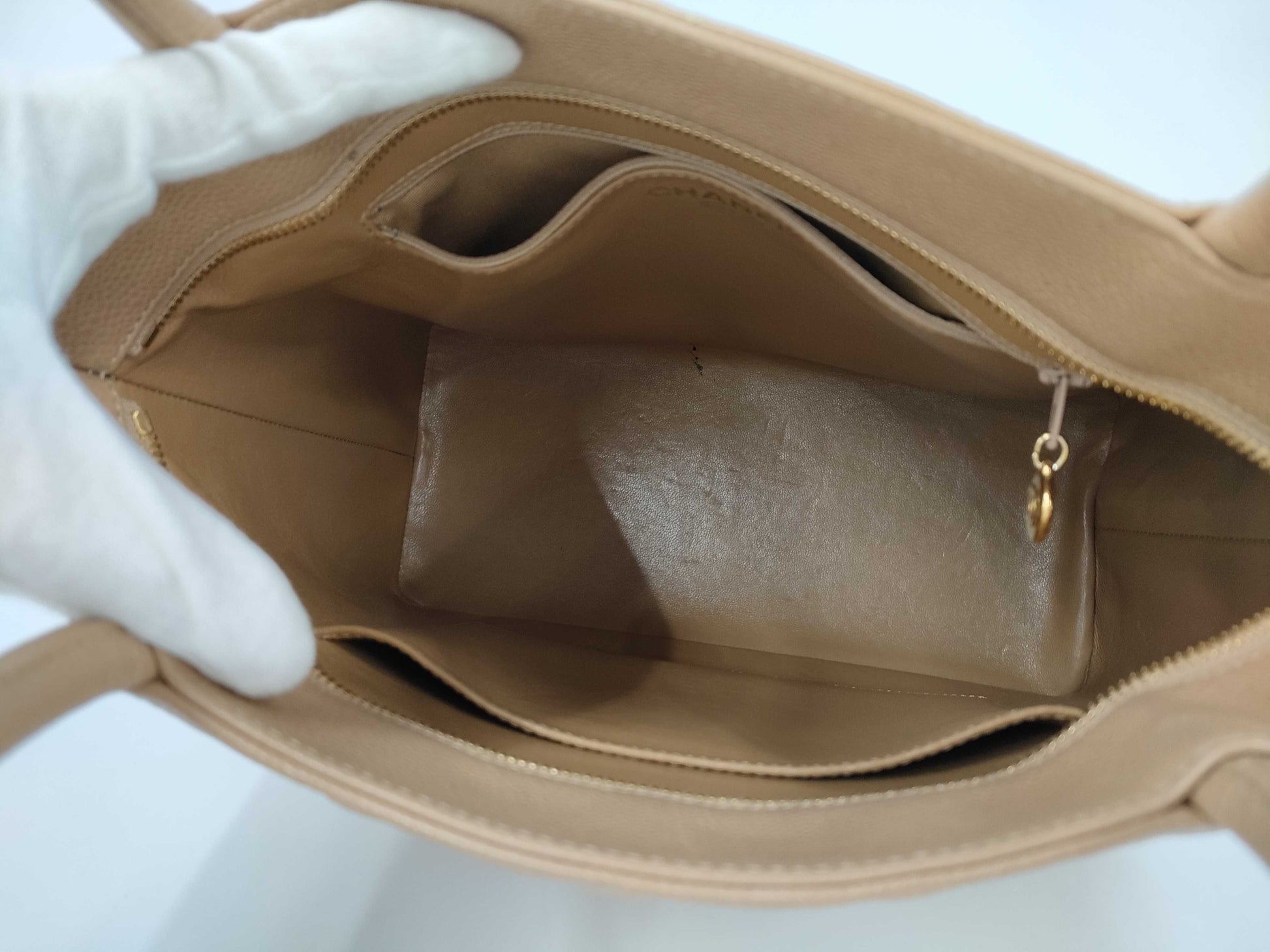 CHANEL Caviar Leather Reissue Tote Bag, Beige, G Hardware, Handbag