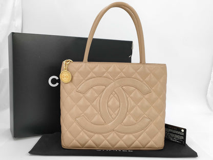 CHANEL Caviar Leather Reissue Tote Bag, Beige, G Hardware, Handbag