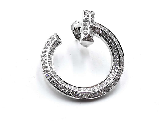 Tiffany & Co. T-One Open Hoop Earrings, D0.24ct/0.24ct, White Gold, AU750, 8.5g 