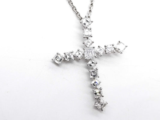 HARRY WINSTON Madonna Cross Large Diamond PT950 11.4g Necklace