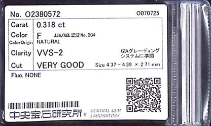0.318ct F VVS-2 VERY GOOD/VG/GD NONE NATURAL 4.37-4.39X2.71mm Loose Diamond
