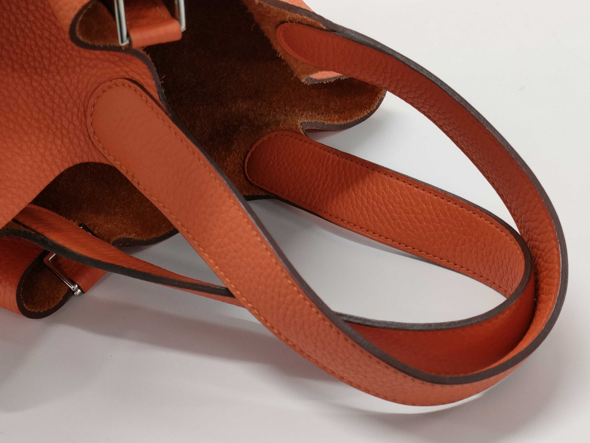HERMES Picotin MM Handbag in Orange with Silver Hardware and Y Stamp