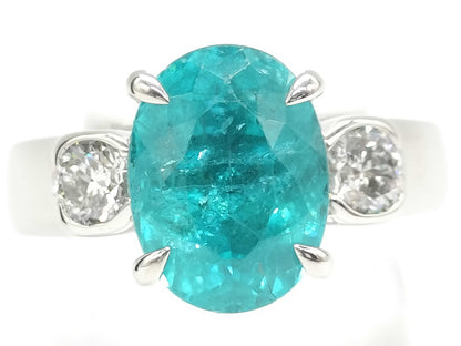Paraiba tourmaline 5.695ct D0.40/0.40ct Pt900 20.6g Ring 