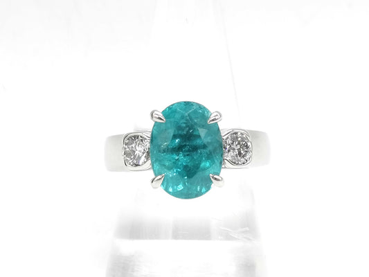 Paraiba tourmaline 5.695ct D0.40/0.40ct Pt900 20.6g Ring 