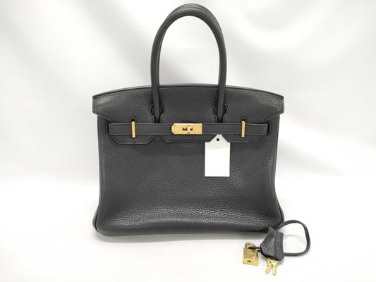 HERMES Birkin 30 Togo/Black/□Q Stamp/GD Hardware Handbag