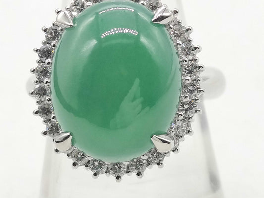 Jade 14.36ct D0.68ct PT900 15.6g Ring 