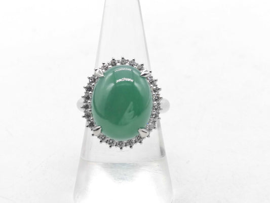 Jade 14.36ct D0.68ct PT900 15.6g Ring 