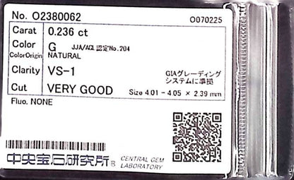 0.236ct G VS-1 Very Good/GD/GD None Natural 4.01-4.05 x 2.39mm Loose Diamond