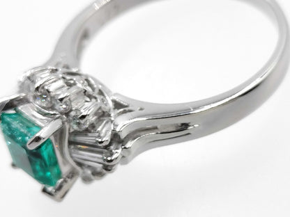 E0.77ct D0.35ct Pt900 5.1g Ring 
