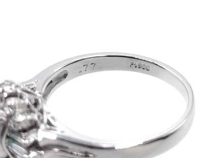 E0.77ct D0.35ct Pt900 5.1g Ring 