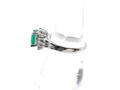 E0.77ct D0.35ct Pt900 5.1g Ring 