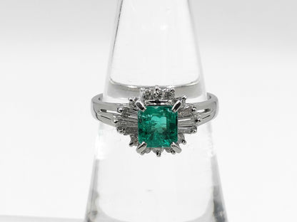 E0.77ct D0.35ct Pt900 5.1g Ring 