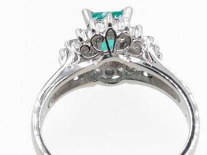 E0.77ct D0.35ct Pt900 5.1g Ring 