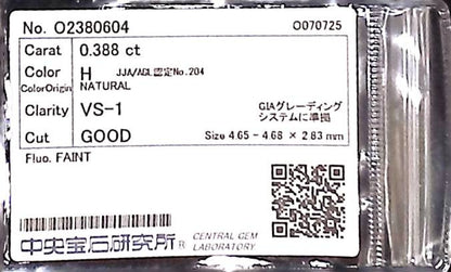 0.388ct H VS-1 GOOD/GD/GD FAINT NATURAL 4.65-4.68X2.83mm Loose Diamond