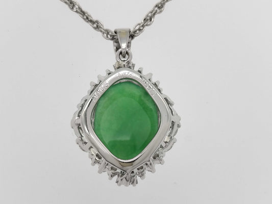 8.15ct Jadeite D0.65ct Pt900/850 12.2g Necklace 