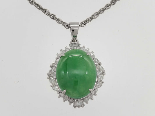 8.15ct Jadeite D0.65ct Pt900/850 12.2g Necklace 