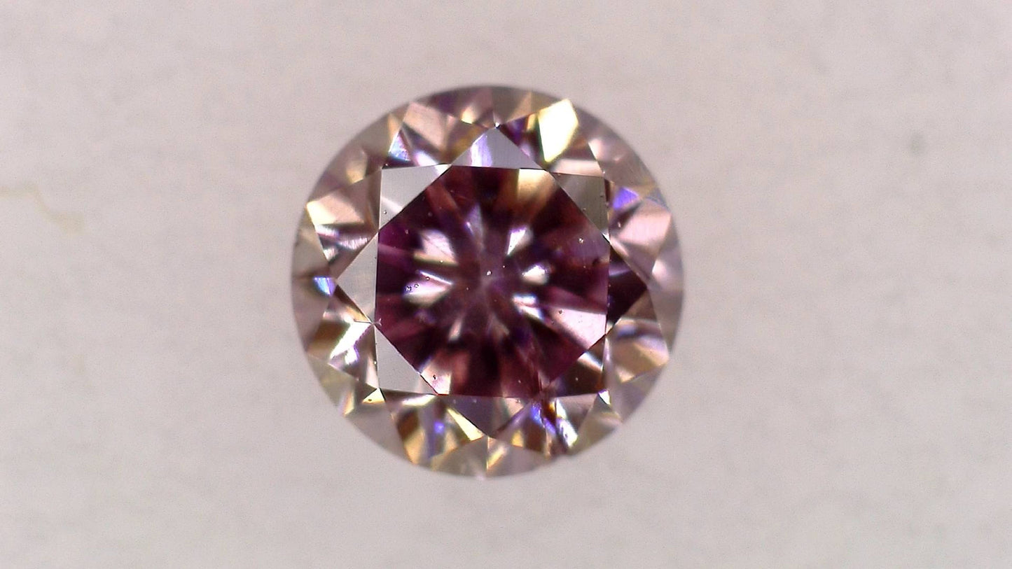 0.132ct Fancy Brownish Purple Pink SI-2 ****/GD/FR None Natural 3.13-3.17 x 2.06mm RD Diamond Loose Stone
