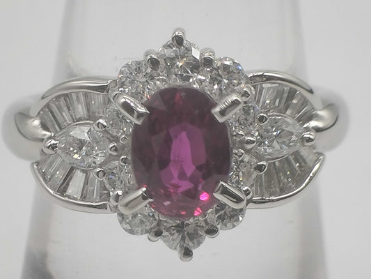 R1.15ct D0.75ct Pt900 6.8g Ring 