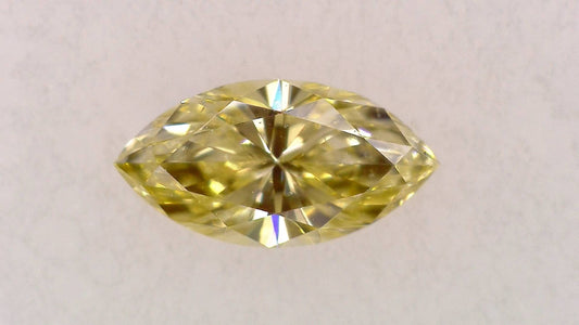 0.107ct Fancy Light Yellow VS-2 ****/GD/GD Strong Yellow Natural 4.59-2.38X1.62mm MQ Diamond Loose