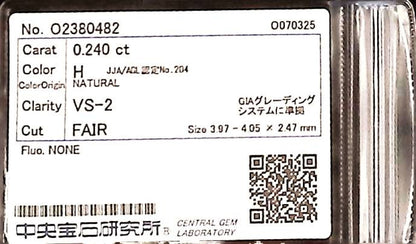 0.240ct H VS-2 FAIR/GD/FR NONE NATURAL 3.97-4.05X2.47mm Loose Diamond