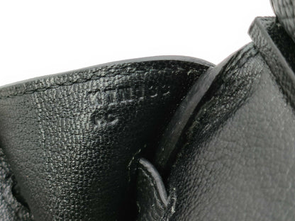 HERMES Birkin 30 Togo Noir Handbag with Matte Silver Hardware and K Stamp