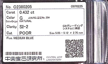 0.432ct G SI-2 POOR/GD/FR MEDIUM BLUE NATURAL 5.05-5.12X2.76mm Loose Diamond