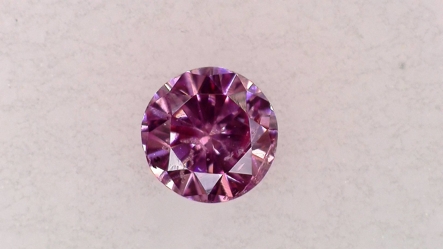 0.060ct Fancy Vivid Purple Pink I-1 ****/GD/FR Faint Natural 2.47-2.52 x 1.51mm RD Loose Diamond