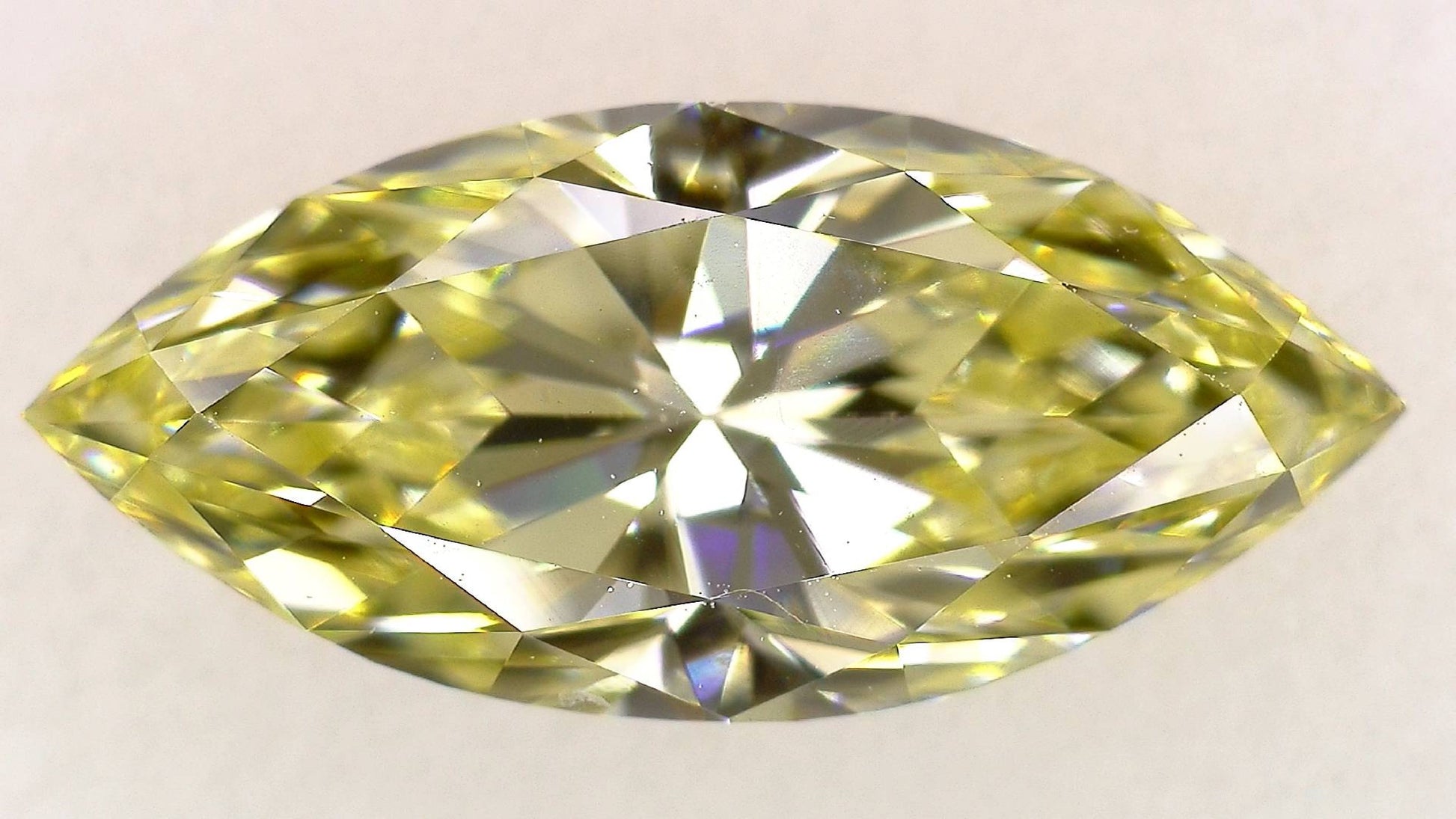 1.514ct Fancy Light Yellow VVS-2 ****/GD/GD NONE NATURAL 12.02-5.37X3.59mm MQ GIA Rareton Hallmarked Diamond Loose
