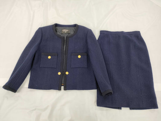 CHANEL Tweed Set with Coco Button and Gold Chain Jacket