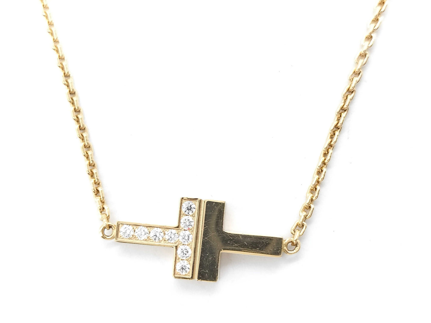 Tiffany & Co. T TWO Shell Diamond Necklace in PG and Au750, 22.5g 