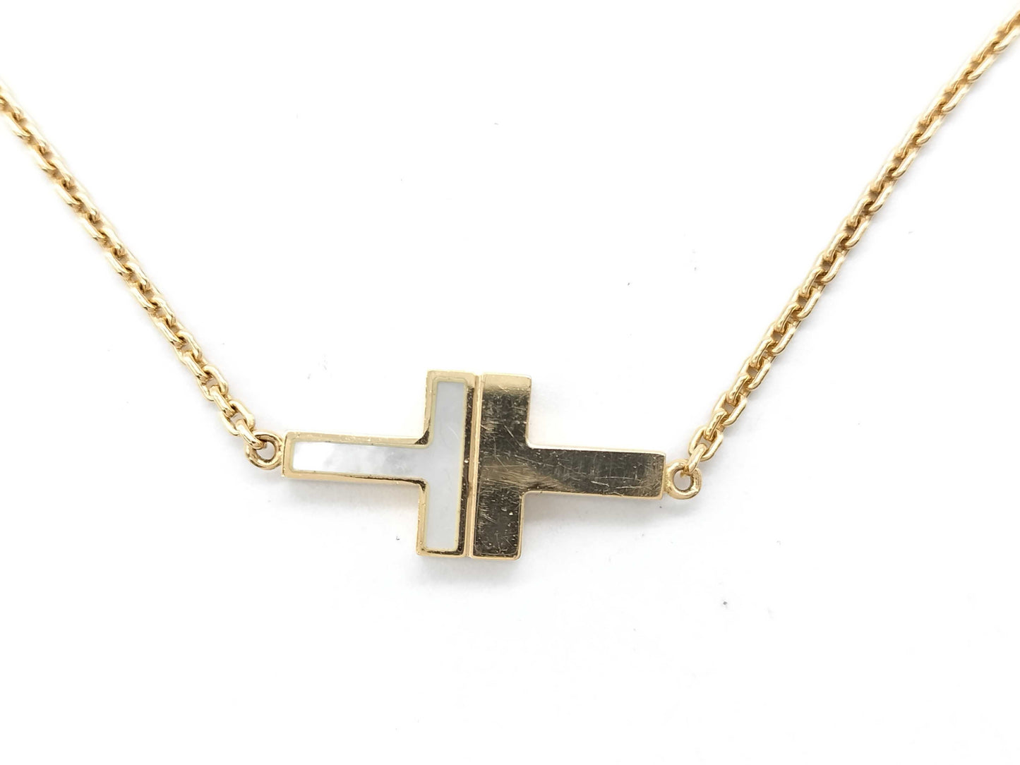 Tiffany & Co. T TWO Shell Diamond Necklace in PG and Au750, 22.5g 