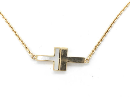 Tiffany & Co. T TWO Shell Diamond Necklace in PG and Au750, 22.5g 