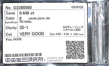 0.448ct E SI-1 VERY GOOD/GD/GD NONE NATURAL 4.89-4.95X3.01mm Loose Diamond