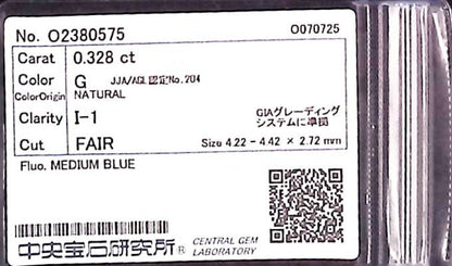0.328ct G I-1 FAIR/GD/FR MEDIUM BLUE NATURAL 4.22-4.42X2.72mm Loose Diamond