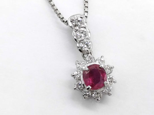 R0.73ct D0.27ct/0.17ct Pt900/Pt850 6.5g Necklace 