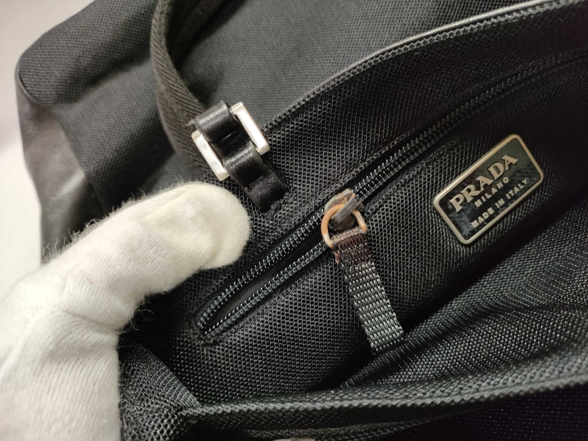 PRADA Canvas x Leather Handbag