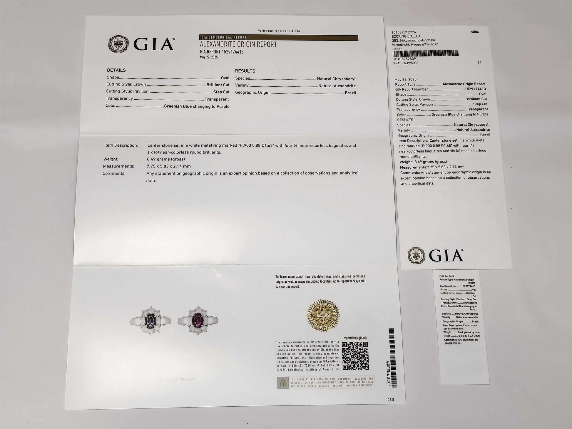 AX 0.88ct D 1.68ct Pt900 8.5g Ring 
