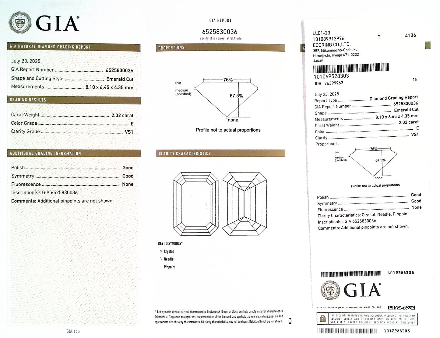 2.02ct E VS-1 ****/GD/GD NONE NATURAL 8.10X6.45X4.35mm GIA Diamond Loose
