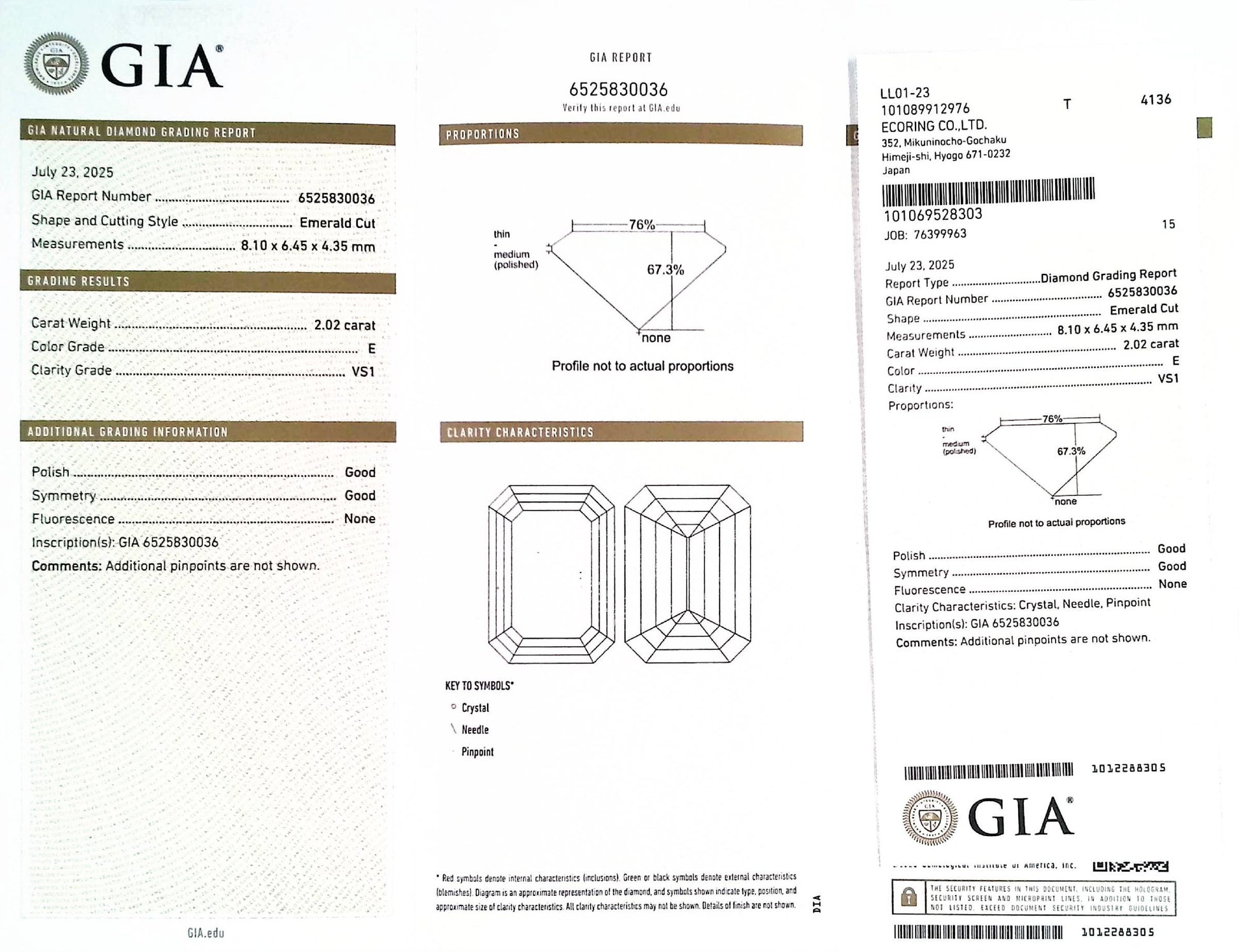 2.02ct E VS-1 ****/GD/GD NONE NATURAL 8.10X6.45X4.35mm GIA Diamond Loose